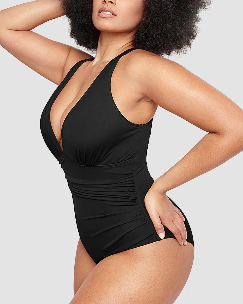 Smart Sculpt Plunge Cross-Back Swimsuit