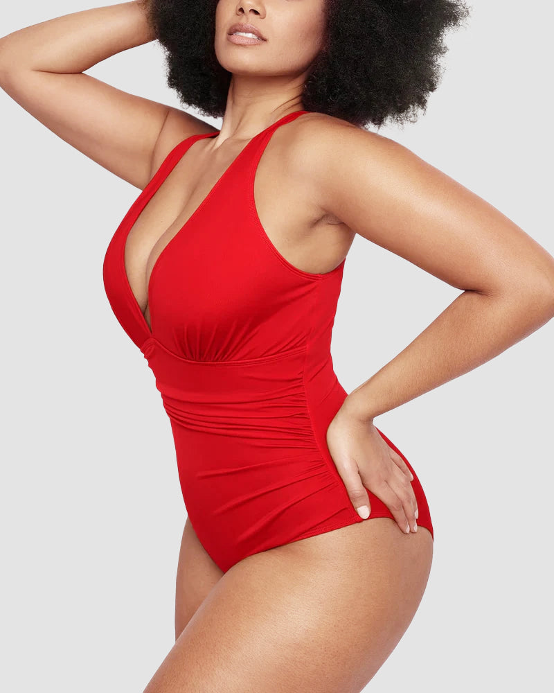 Smart Sculpt Plunge Cross-Back Swimsuit
