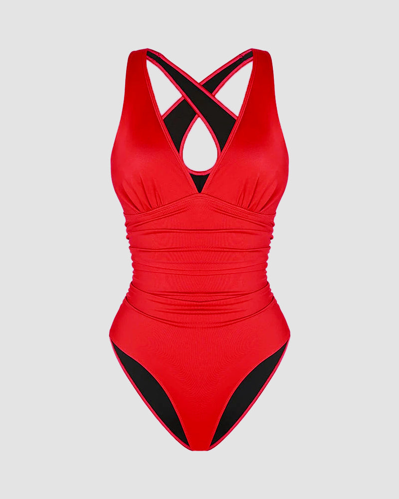 Smart Sculpt Plunge Cross-Back Swimsuit
