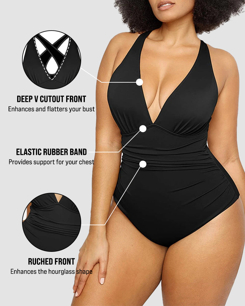Smart Sculpt Plunge Cross-Back Swimsuit