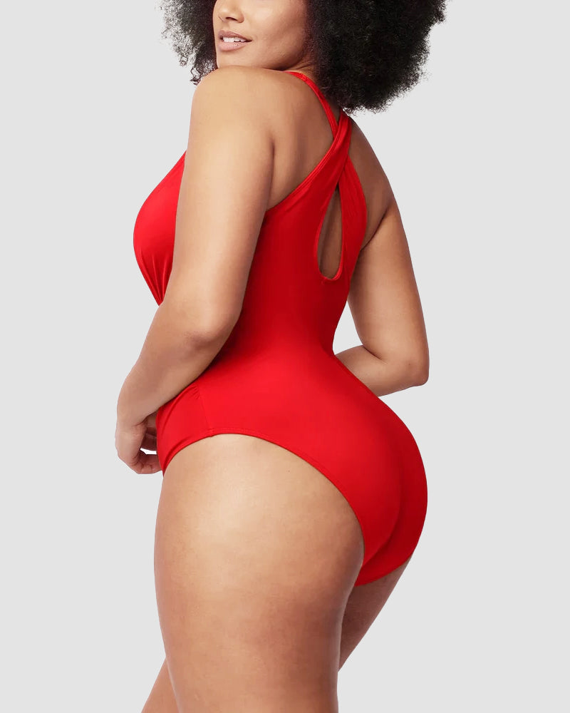 Smart Sculpt Plunge Cross-Back Swimsuit