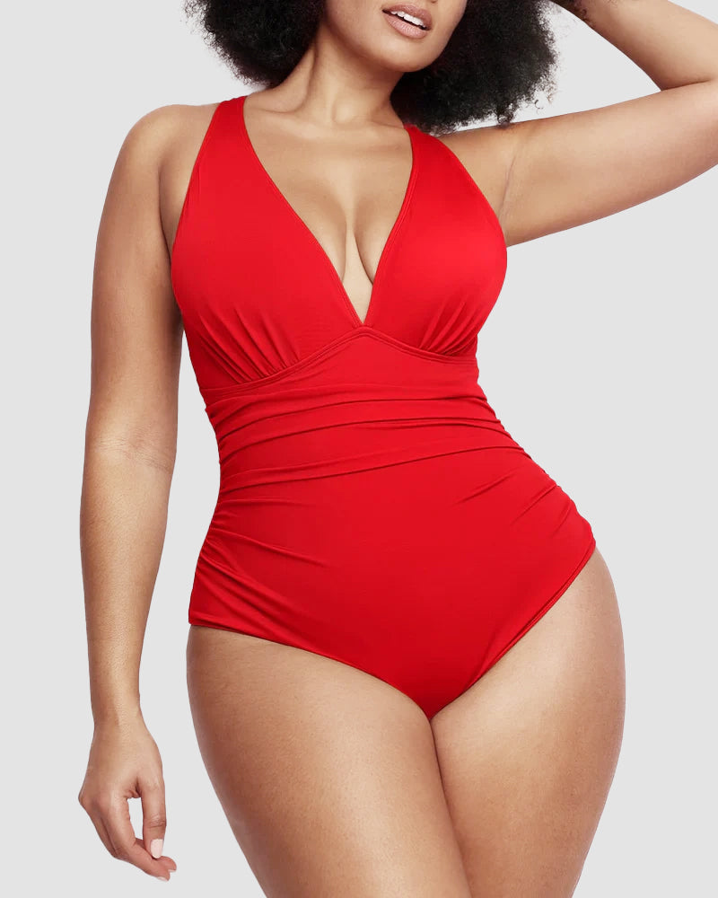 Smart Sculpt Plunge Cross-Back Swimsuit
