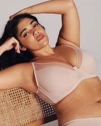 Unlined Mesh Panel Minimizer Bra